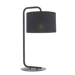 Luminosa Carrara Table Lamp Satin Black Paint & Black Fabric