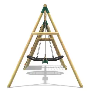 Rebo Beat The Wall Wooden Swing Set with Double up & Over Climbing Wall -Vertex