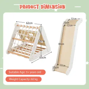 Costway 4-in-1 Triangle Climbing Set Wooden Toddler Climber with Ramp Sliding Board