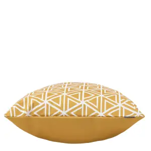 Art Deco Geometric Print Yellow and Olive Outdoor Cushion (Set of 4)