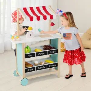 Costway Pretend Play Kids Ice Cream Cart Wooden Grocery Store Toddler Supermarket Toy