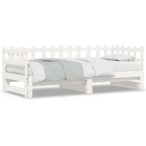 Berkfield Pull-out Day Bed White 2x(90x190) cm Solid Wood Pine