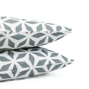 Gardenwize Pair of Outdoor Garden Sofa Chair Furniture Scatter Cushions- Grey/White Geometric Print