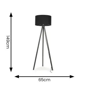 ValueLights Barbro Modern Grey Wood Tripod Floor Lamp Base