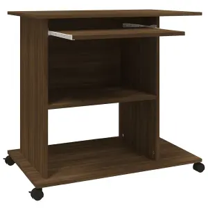 Berkfield Computer Desk Brown Oak 80x50x75 cm Engineered Wood