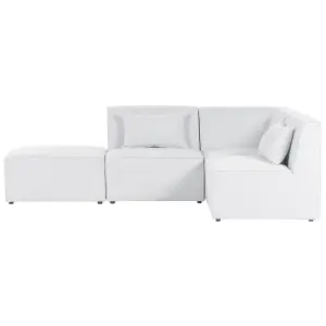 Left Hand 3 Seater Modular Jumbo Cord Corner Sofa with Ottoman Off White LEMVIG