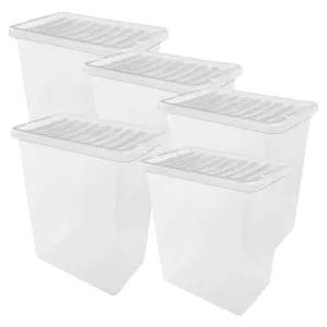 2 x Heavy Duty Multipurpose 55 Litre Home Office Clear Plastic Storage Containers With Lids