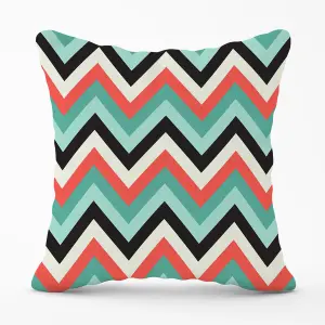 Geometric Colored Chevron Pattern Outdoor Cushion 45cm x 45cm