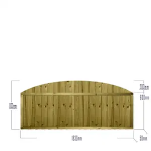 Dome Top Feather Edge Fence Panel (Pack of 4) Width: 6ft x Height: 2ft Vertical Closeboard Planks Fully Framed