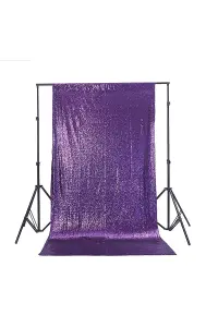 Neel Blue Shiny Fabric Sequin Backdrop Glitter Curtain, Purple - 4ft x 9ft