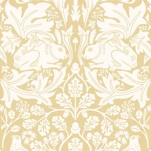 Hoopla Walls Forest Rabbit Mustard Smooth Matt Wallpaper