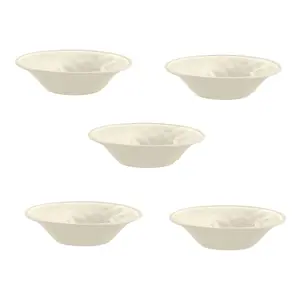 Purely Home Crackle Cream Melamine Low Bowls - Set of 5