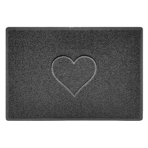 Nicoman Dark Grey Heart Embossed Spaghetti Coil Door Mat Dirt-Trapper Washable Barrier Doormat 90cm x 60cm