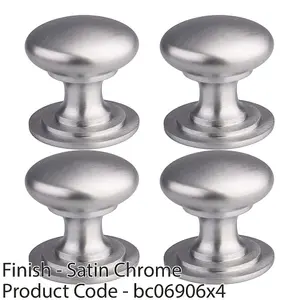 4 PACK - Victorian Tiered Door Knob - 42mm Satin Chrome Cabinet Pull Handle Round Rose