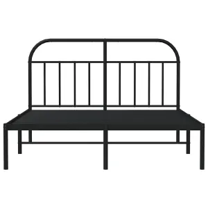 Berkfield Metal Bed Frame with Headboard Black 140x200 cm