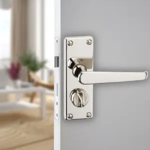 URBNLIVING 150cm Length 2 Pcs Victoria Metal & Polished Nickel Privacy Lever Latch Door Handles Set