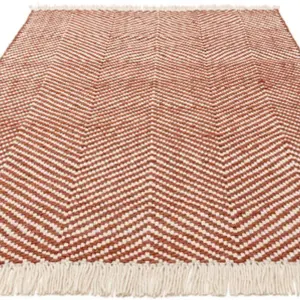 Handmade Kilim Modern Rust Geometric Cotton Jute Rug for Living Room and Bedroom-200cm X 290 cm