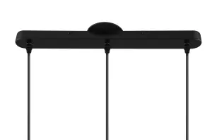 GoodHome Milne Stripe Matt Black & antique brass 3 Lamp Pendant ceiling light, (Dia)40mm