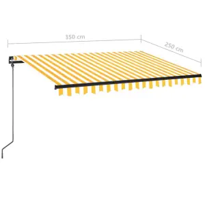 Berkfield Manual Retractable Awning with LED 350x250 cm Yellow and White