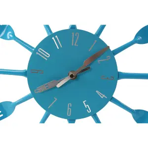 Maison by Premier Blue Cutlery Metal Wall Clock