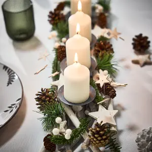 Nordic Pine Four Pillar Centrepiece Christmas Decoration Tealight Holder Candle Holder