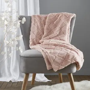 Catherine Lansfield Living Cosy Diamond 43x43cm Cushion Blush Pink