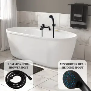 BATHWEST Bathroom Matte Black Bath Filler Taps & Shower Head Brass Bath Mixer Taps Black