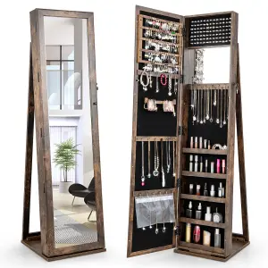 Costway 3-in-1 Jewelry Cabinet Full-Length Mirrored Jewelry Armoire Storage Organizer