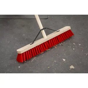 Sealey PVC Bristle Broom 24" 610mm Head Hard Wearing Rubberwood Handle BM16P