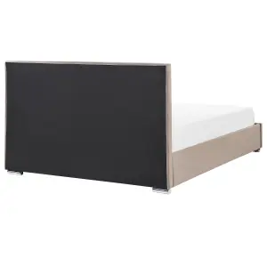 Velvet EU Super King Size Ottoman Bed Taupe ROUEN