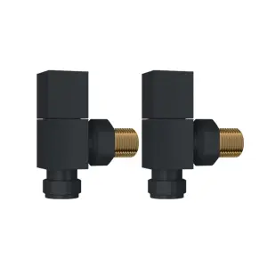 Angled Anthracite Radiator Valves (Square)