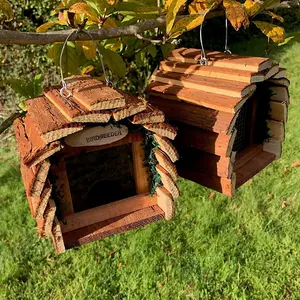 Wooden Bird Table, Love Bird Nest, Seed & Nut Feeder Set