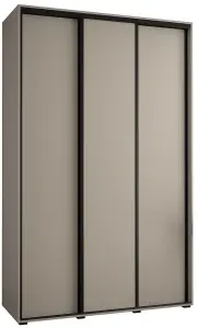 Dakota I Sleek Cashmere & Black Sliding Door Wardrobe 1500mm H2350mm D600mm - Three Doors, Two Hanging Rails and Six Shelves