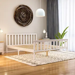 Vida Designs Milan White 5ft King Size Wooden Bed Frame - High Foot End