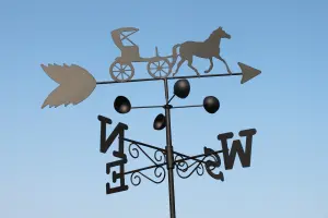 Garden Market Place Weathervane - HORSE & CARRIAGE steel weathervane