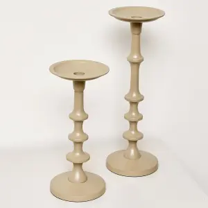 Melody Maison Set of 2 Taupe Candle Holders