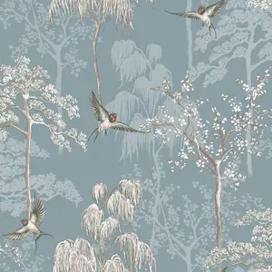 Japanese Garden Wallpaper Slate Blue World of Wallpaper E100339AH