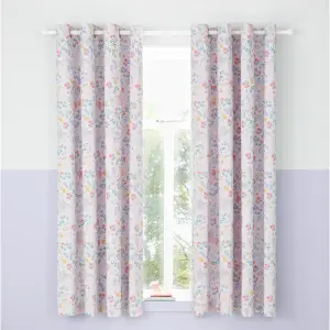 Catherine Lansfield Fairytale Unicorn 66x72 Inch Curtains Two Panels Pink