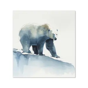 Polar Bear Watercolour Premium Glass Kitchen Splashback W700mm x H750mm