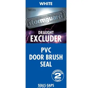 Stormguard Draught Excluder PVC Bottom Door / Garage Brush Seal White 914mm