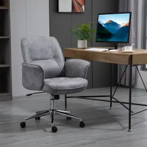 Vinsetto Swivel Computer Office Chair Mid Back Desk Chair for Home, Light Grey