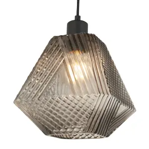 Prism Textured Smoke LED Pendant ceiling light, (Dia)200mm