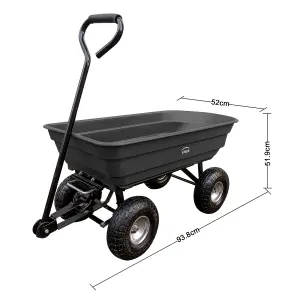 simpa Multi-Purpose Black All Terrain Tipping Barrow Cart with Pneumatic Tyres