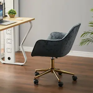 Smoke Grey Ice Velvet Swivel Home Office Chair Desk Chair with Flared Arms