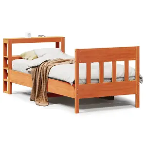 Berkfield Bed Frame without Mattress Wax Brown 90x200 cm Solid Wood Pine