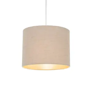 Modern Taupe Linen Fabric Small 8 Drum Lamp Shade with Matching Satin Lining