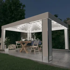 Berkfield Gazebo with LED String Lights White 3x4 m