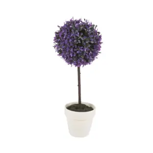 URBNLIVING 27cm Height Decorative Artificial Outdoor Ball Purple Plant Tree Pot Colour Medium