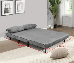 Double Sofa Bed Sleeper Foldable Portable Pillow Lounge Couch Grey Sofa BedLiving Room Furniture