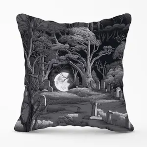 Eerie Moonlit Cemetery Outdoor Cushion 45cm x 45cm